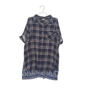 Oddy mixed media button down short sleeve shirt size 3XL